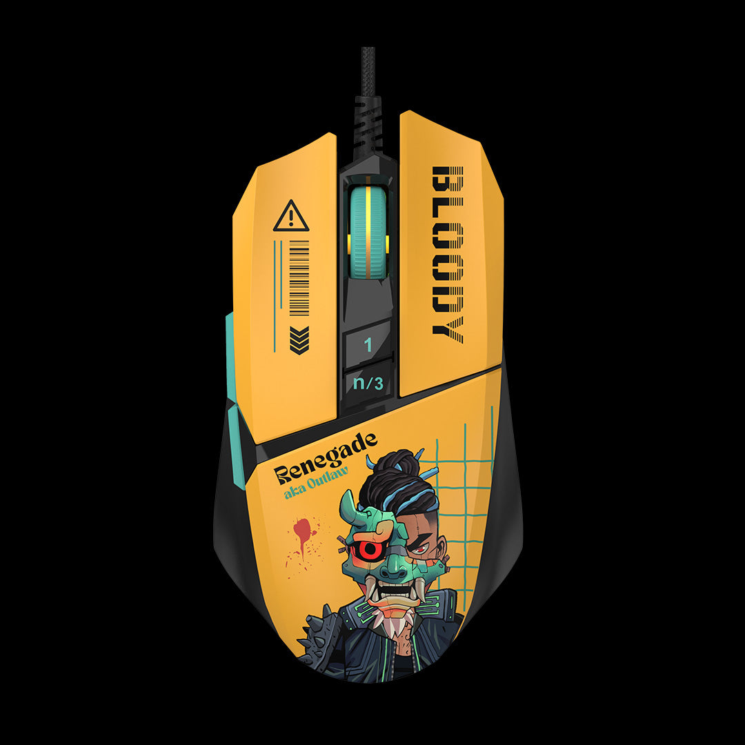 Mouse A4Tech, gaming, Bloody RGB Animation Backlit USB Renegade Sunset, "W63Max Renegade Sunset", 4711421 000529