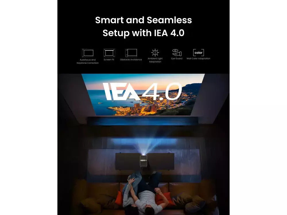 Proiector smart portabil Anker, NEBULA Cosmos 4K SE, DLP, 1800 ANSI lumeni, auto-focus,BTH, difuzor 2x15W, 3840x2160, HDMI, USB-A, audio, negru | gri, "D2342211" - 0194644056506