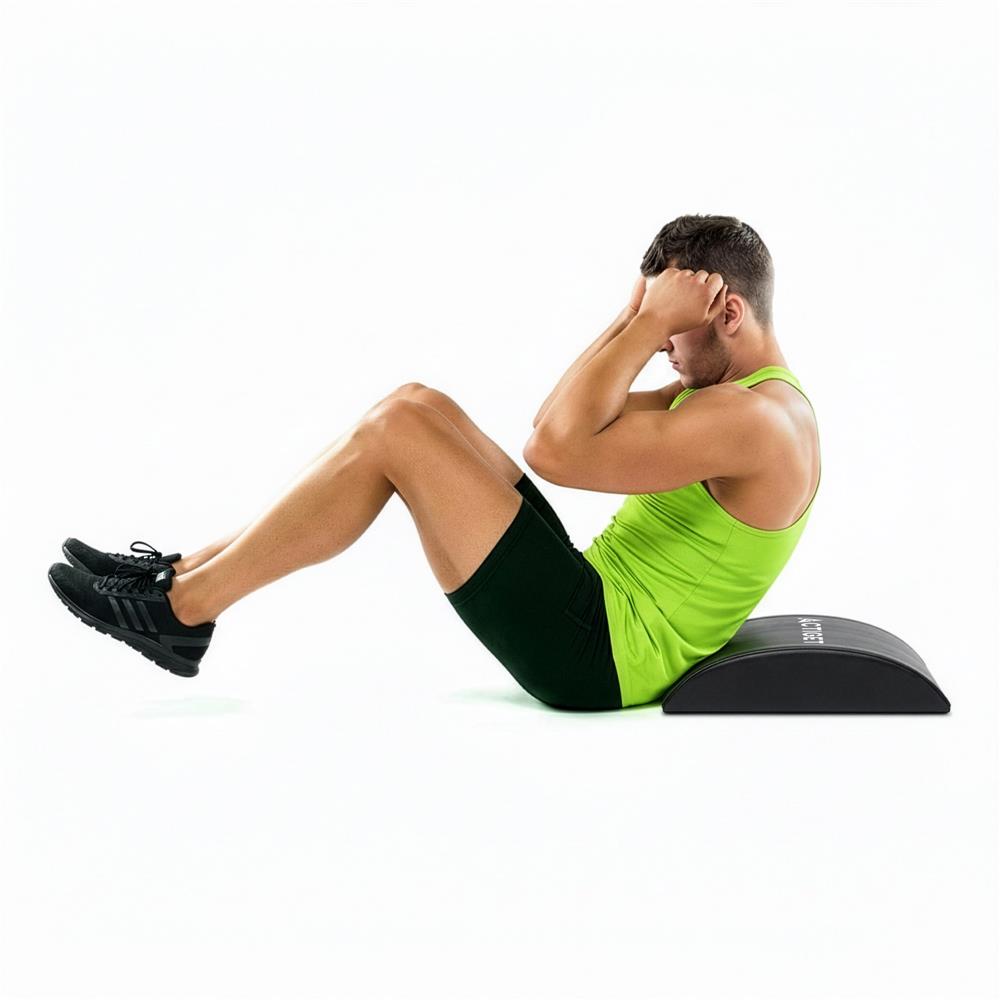 Suport lombar fitness pentru abdomene, spuma si MDF, 38x30x8 cm, negru