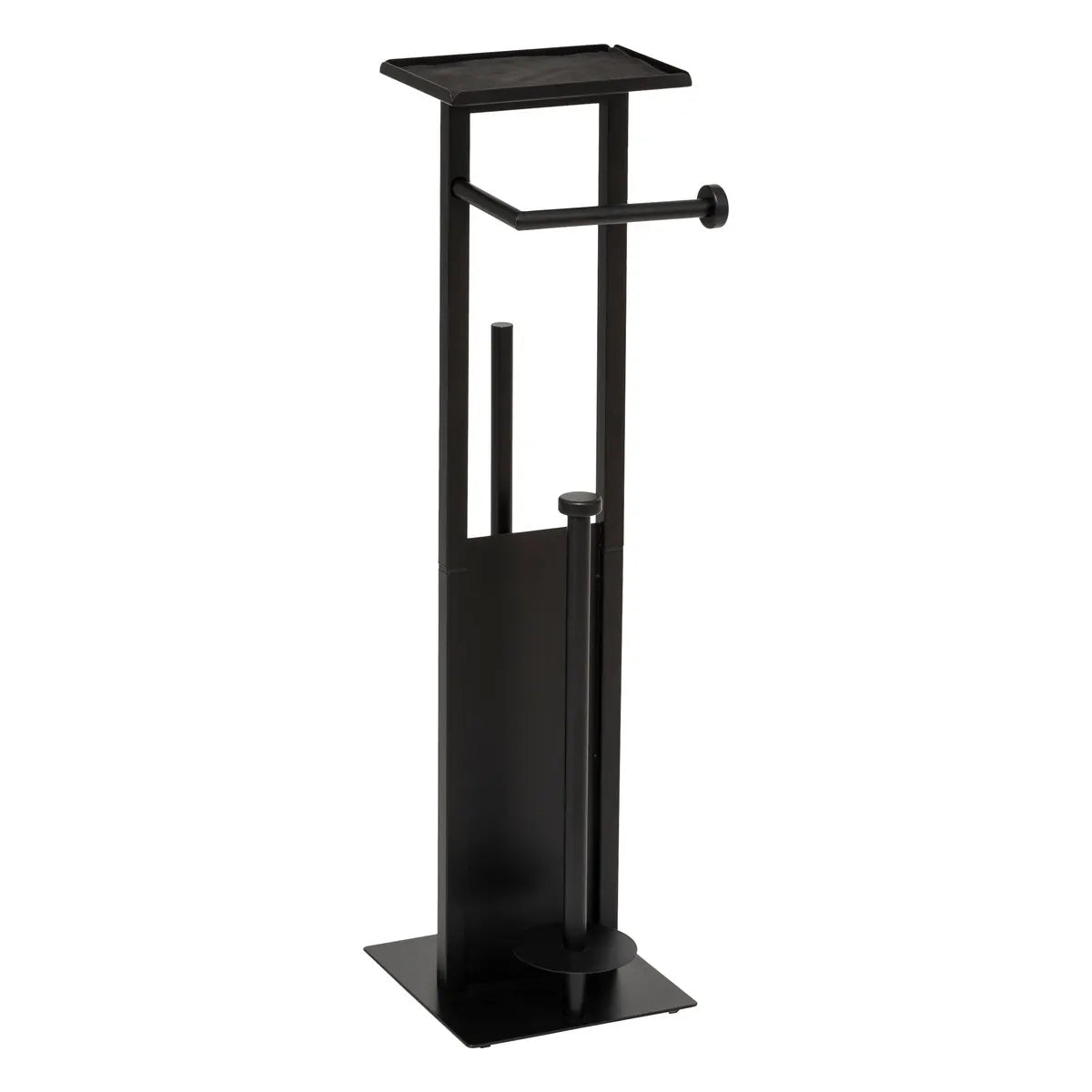 Suport hartie igienica 5Five Glass cu rezerva si perie, otel, 28x18x62 cm, negru
