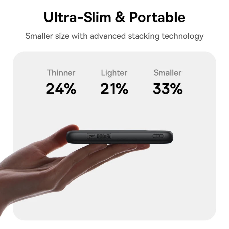 POWER BANK Baseus EnerFill FC11, 10000mAh, cablu integrat USB Type-C si Iphone Lightning, 22.5W, display, negru, "E0027R04" - 6932172699840