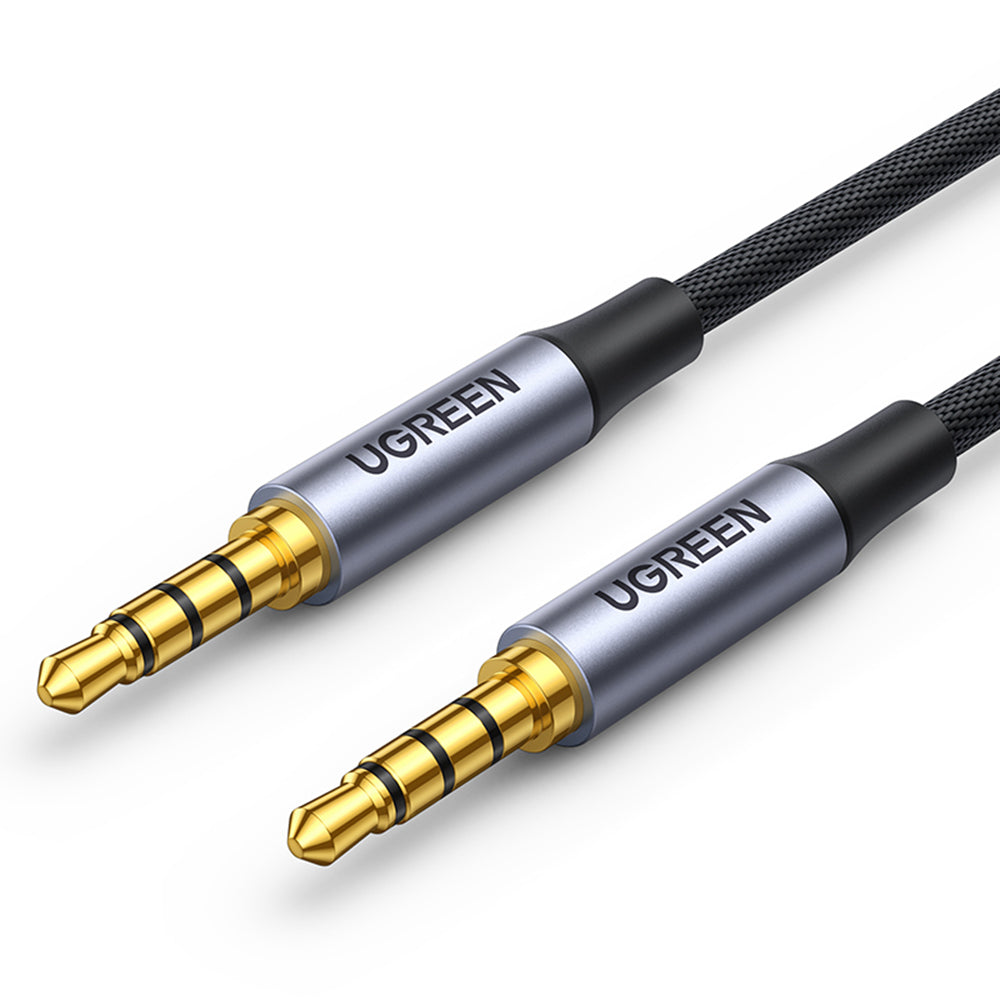 CABLU audio Ugreen, "AV183" stereo 4-pini (3.5 mm jack T/T), conectori auriti, 3m, braided, negru "20785" - 6957303827855