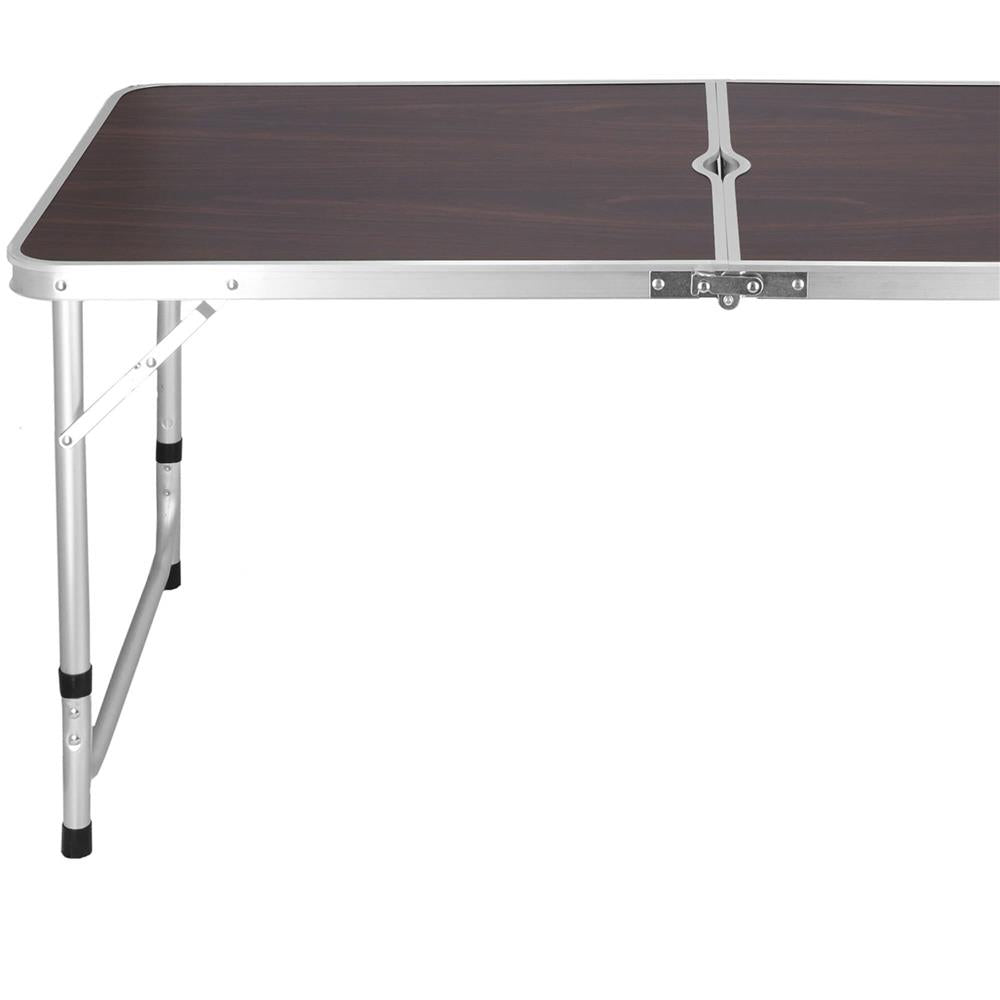 Set masa camping pliabila blat MDF cu 4 scaune, 120x60x60/70cm, Maro Negru