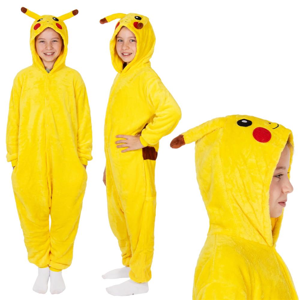 Pijama tip salopeta pentru copii, model Pikachu, marime 130-140 cm