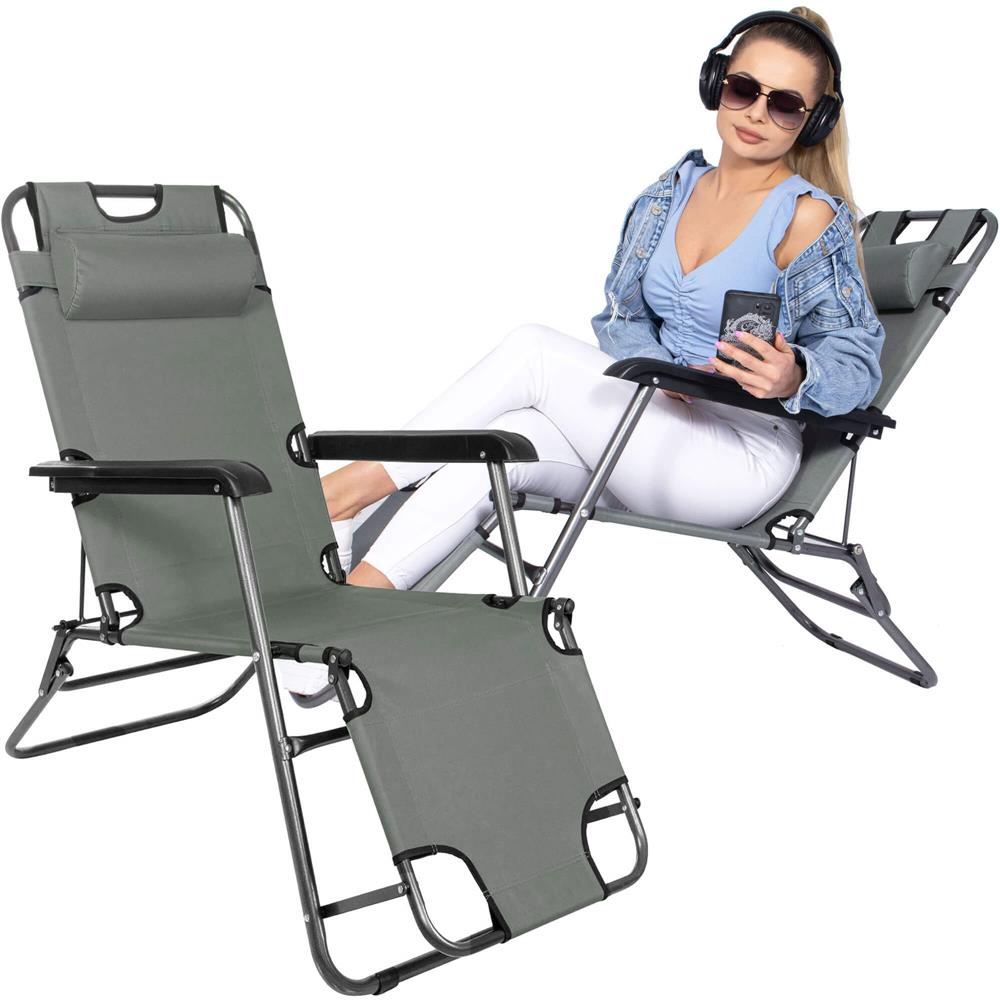Sezlong pliabil SERSIMO GC30, Relax Zero Gravity, 80x60x153cm, gri mediu