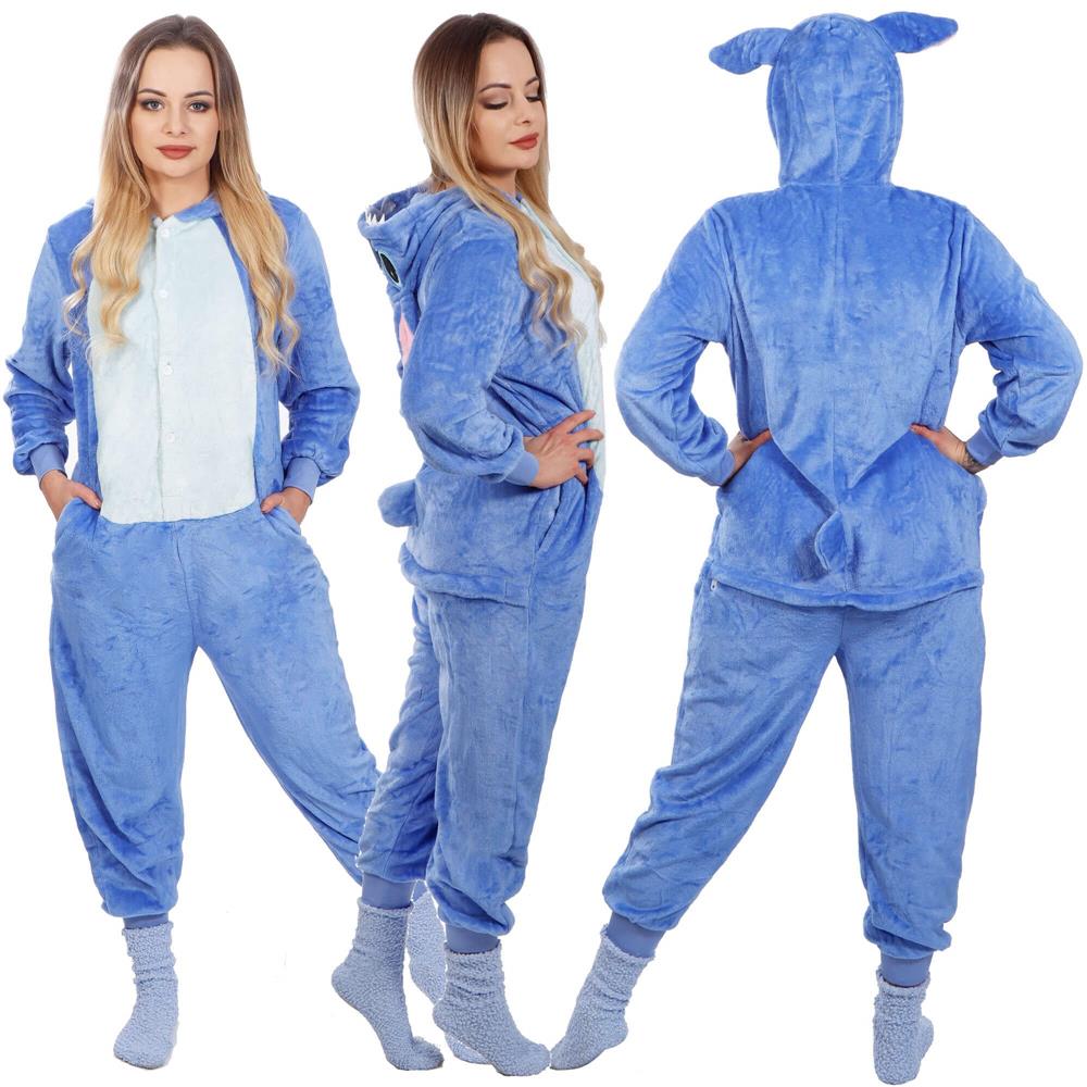 Pijama tip salopeta pentru adulti, model Stitch, marime S