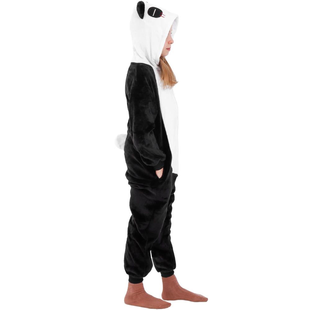 Pijama tip salopeta pentru copii, model panda, marime 125-140cm