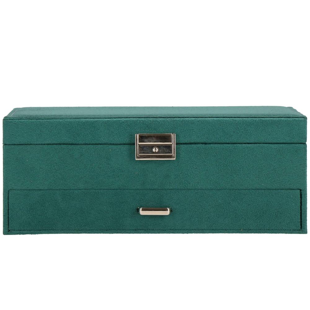 Cutie depozitare si organizare bijuterii, velur, 27 x 19 x 10,5 cm, verde