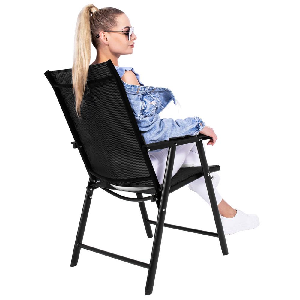 Scaun de gradina metalic, pliabil, 95x57x66cm, maxim 150kg, negru