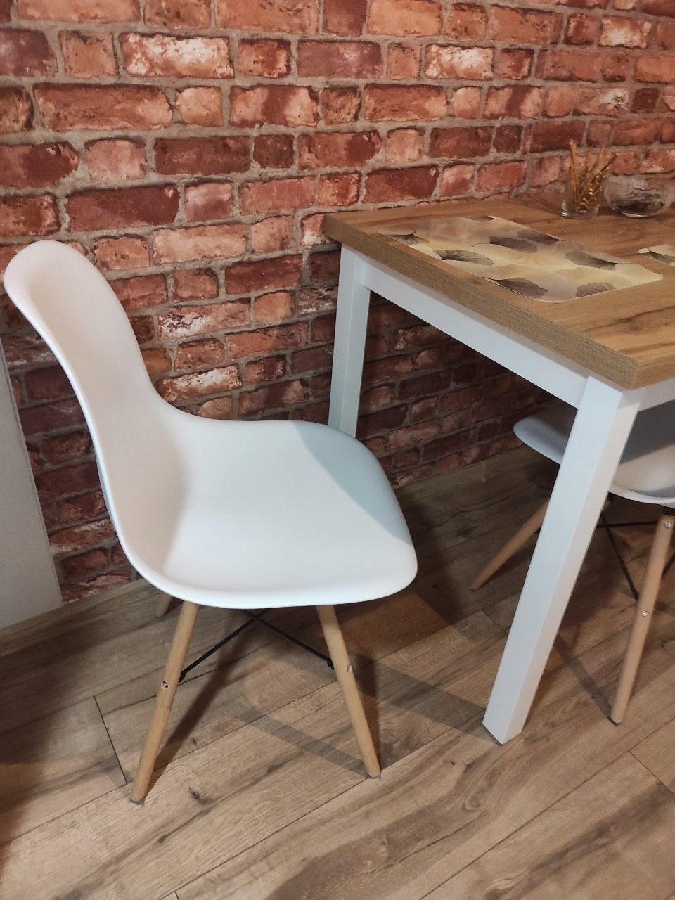 Scaun dining Scandinav pentru bucatarie, 38x42x82cm, alb