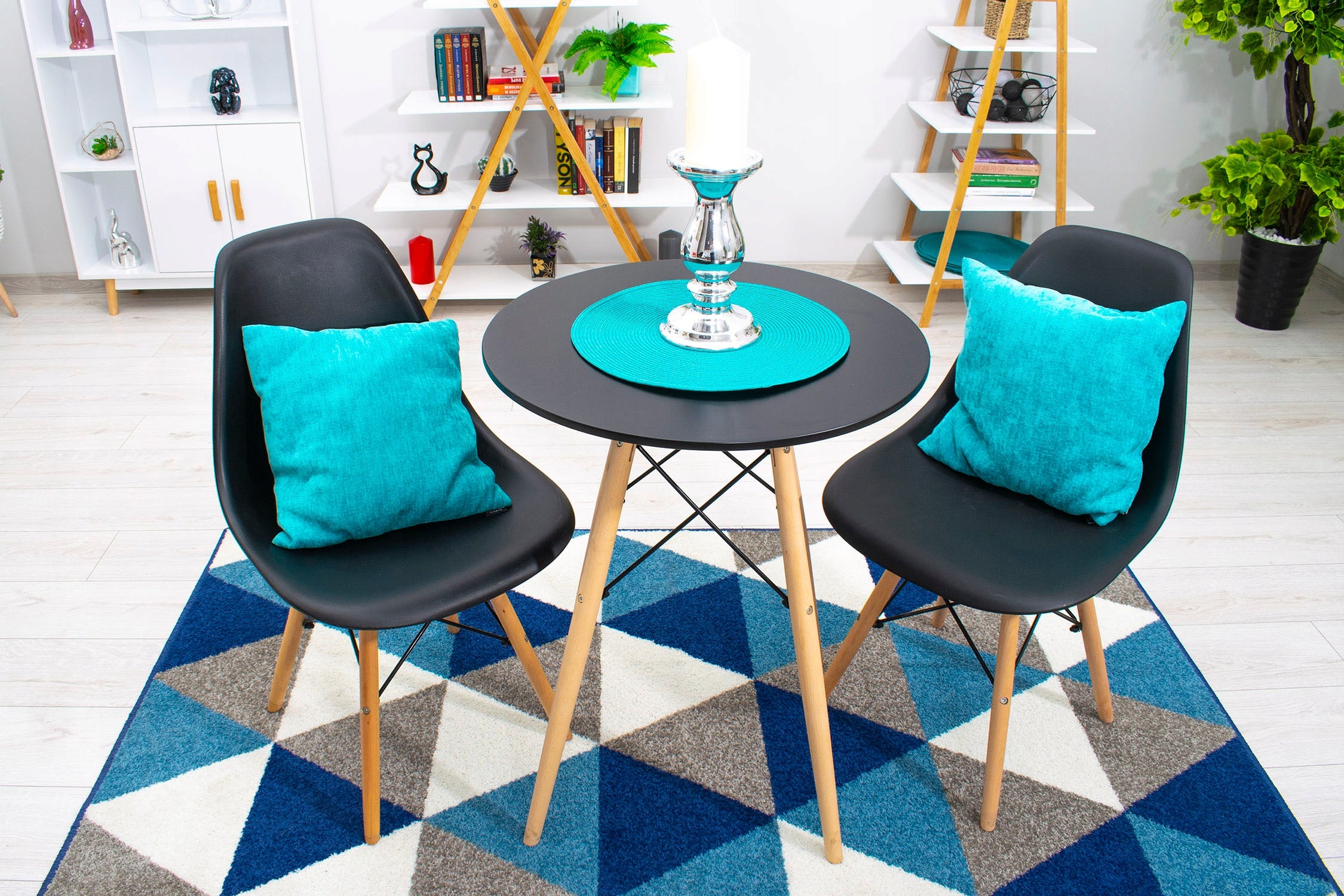 Set 4 scaune dining Scandinav pentru bucatarie, 38x42x82cm, negru