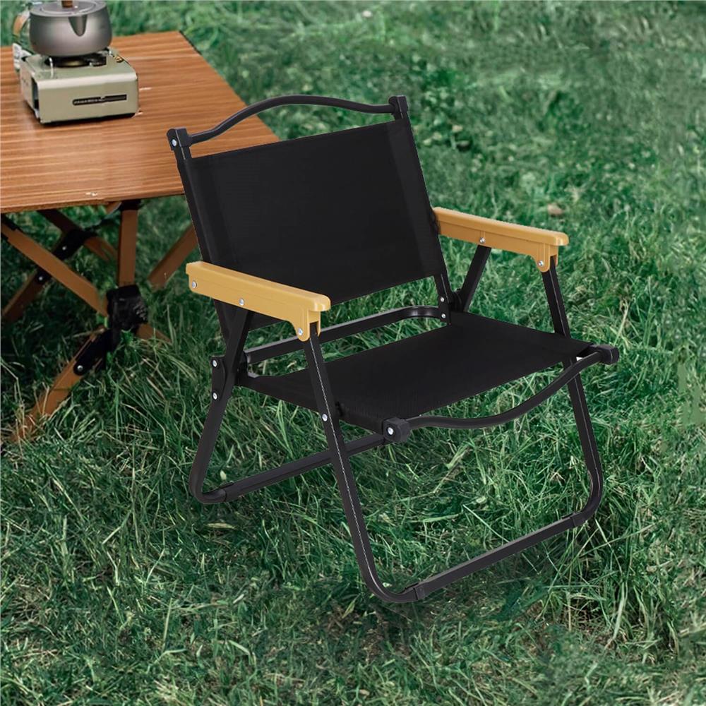 Scaun metalic plabil pentru gradina, camping sau plaja, 50x53x61cm, negru