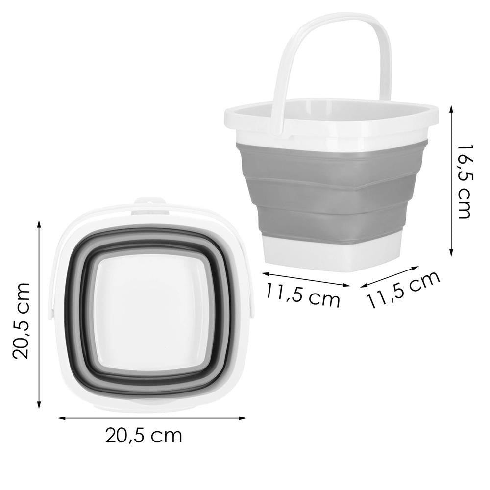 Lighean pliabil, patrat, din plastic si silicon, 21x17cm, 3litri, gri - 21