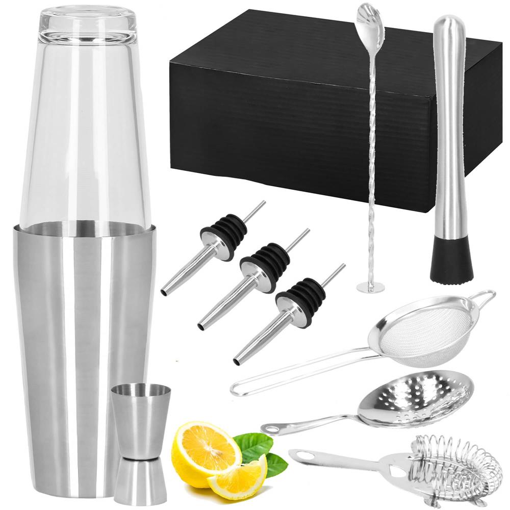 Set Cocktail Shaker Kit pentru barmani 700ml, KI19, 14 piese