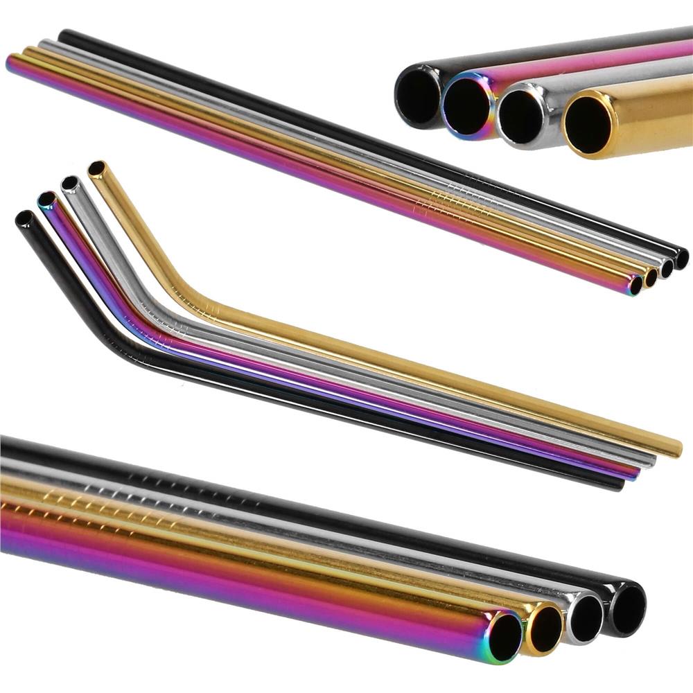 Set 8 paie metalice multicolor, reutilizabile, cu husa depozitare si perii curatat, 215x6 mm