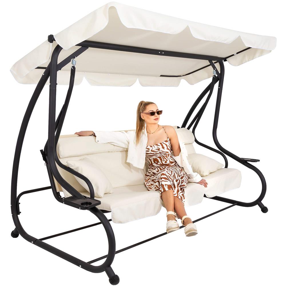 Balansoar leagan pat 4 persoane Sersimo Tenerife, cu plasa anti-insecte, sarcina 320kg