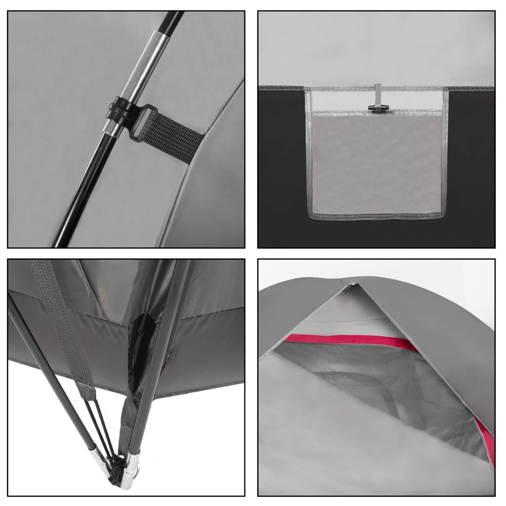Cort camping, impemeabil, protectie UV, 6 locuri, 215x450x180cm, gri