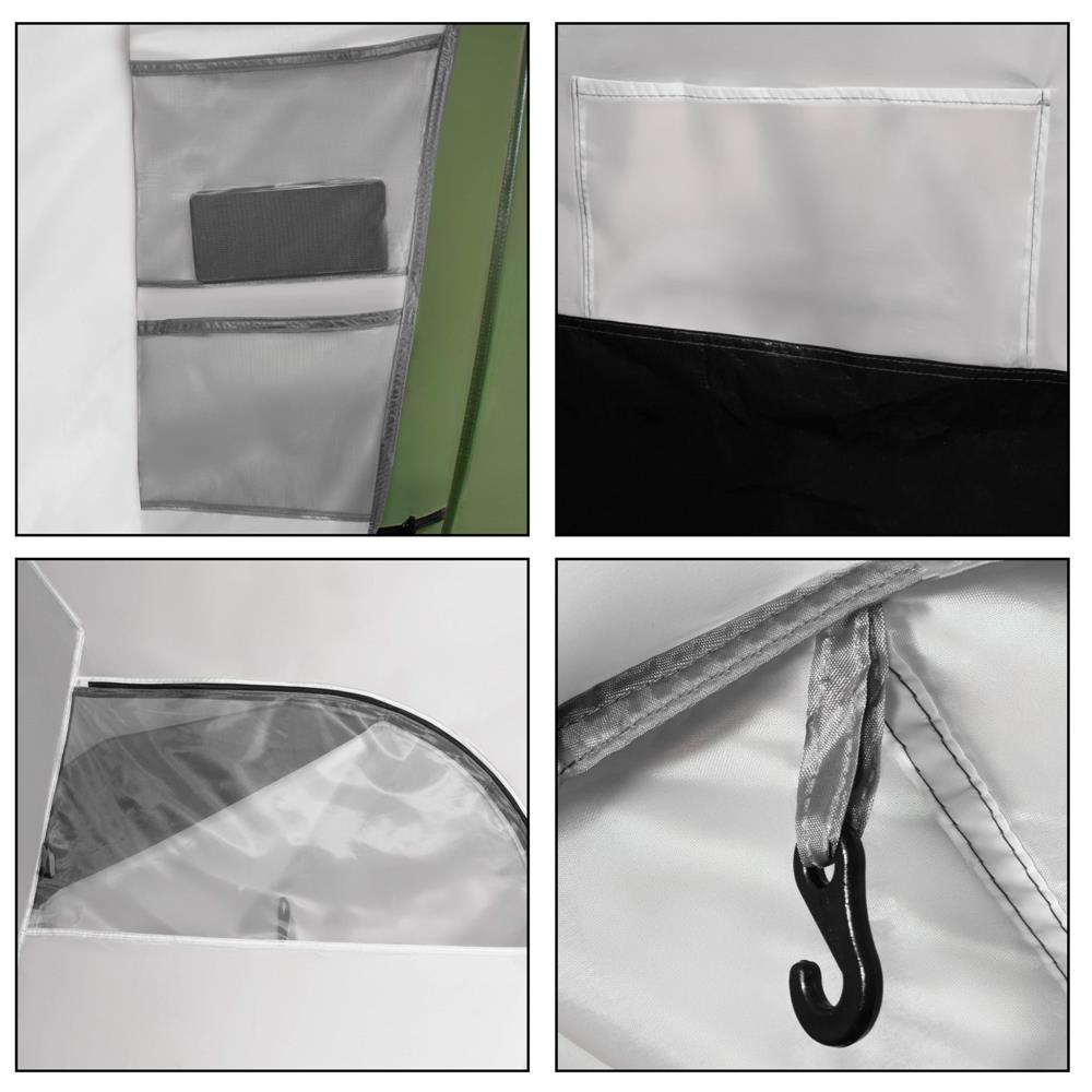 Cort camping, impemeabil, 2 camere + hol, 4 locuri, 460x200x245cm, verde - 19