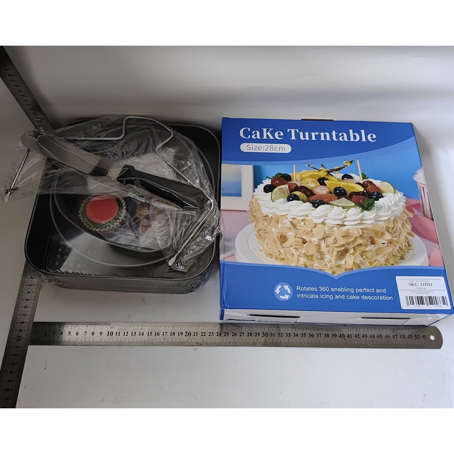 Set de 216 Piese de Copt pentru Prajituri, 3 Tavi de Copt, Nivelator, Forme Cupcake, Pos pentru Ornat cu 7 Capete, Feliator Tort, din Otel Inoxidabil, Multicolor