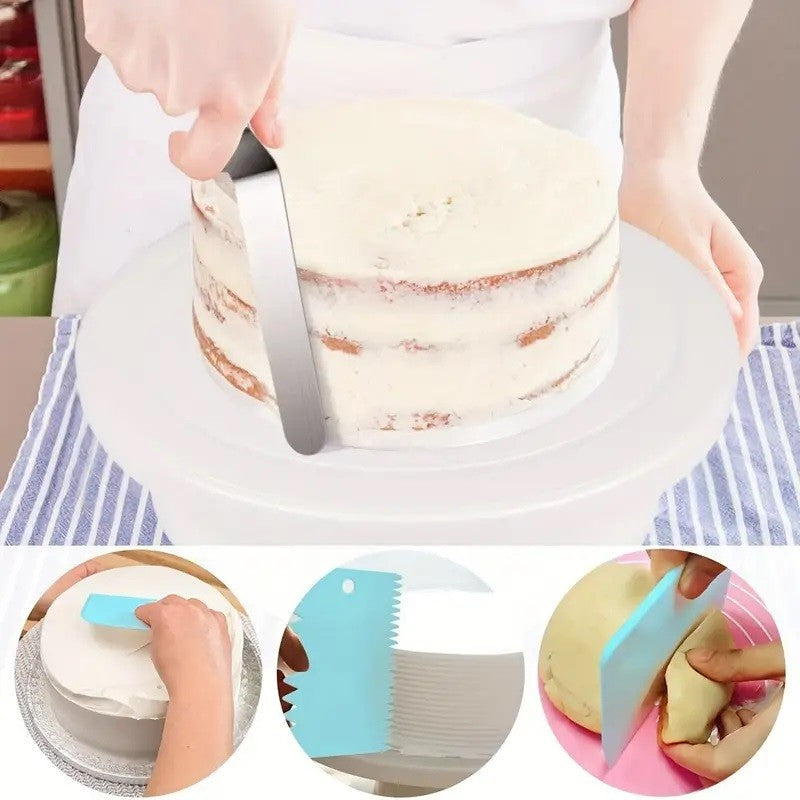 Set de 216 Piese de Copt pentru Prajituri, 3 Tavi de Copt, Nivelator, Forme Cupcake, Pos pentru Ornat cu 7 Capete, Feliator Tort, din Otel Inoxidabil, Multicolor