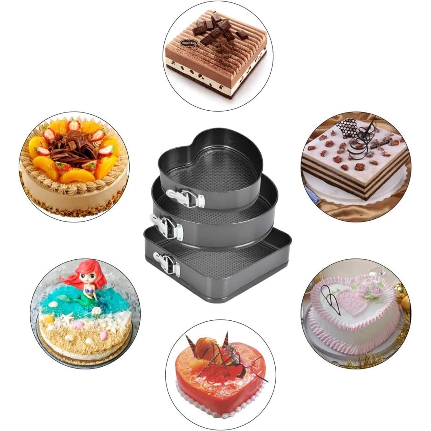 Set de 216 Piese de Copt pentru Prajituri, 3 Tavi de Copt, Nivelator, Forme Cupcake, Pos pentru Ornat cu 7 Capete, Feliator Tort, din Otel Inoxidabil, Multicolor