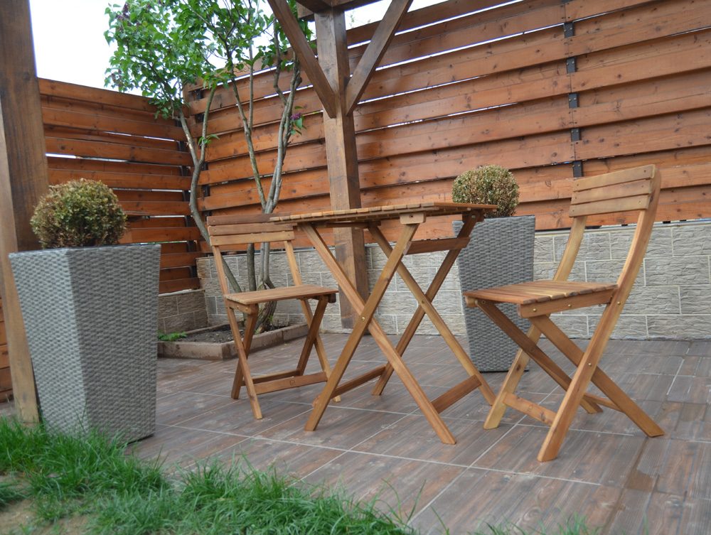Set 2 scaune din lemn pliante gradina sau balcon, Sersimo Art Garden