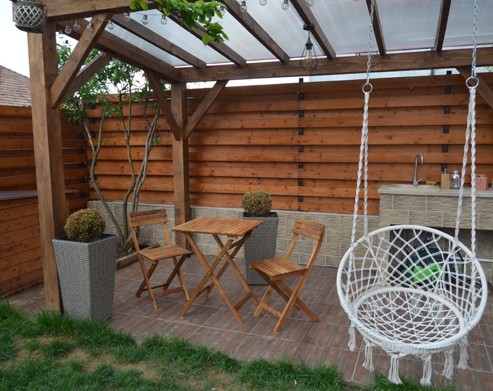 Set 2 scaune din lemn pliante gradina sau balcon, Sersimo Art Garden