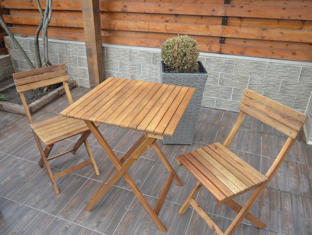 Set 2 scaune din lemn pliante gradina sau balcon, Sersimo Art Garden