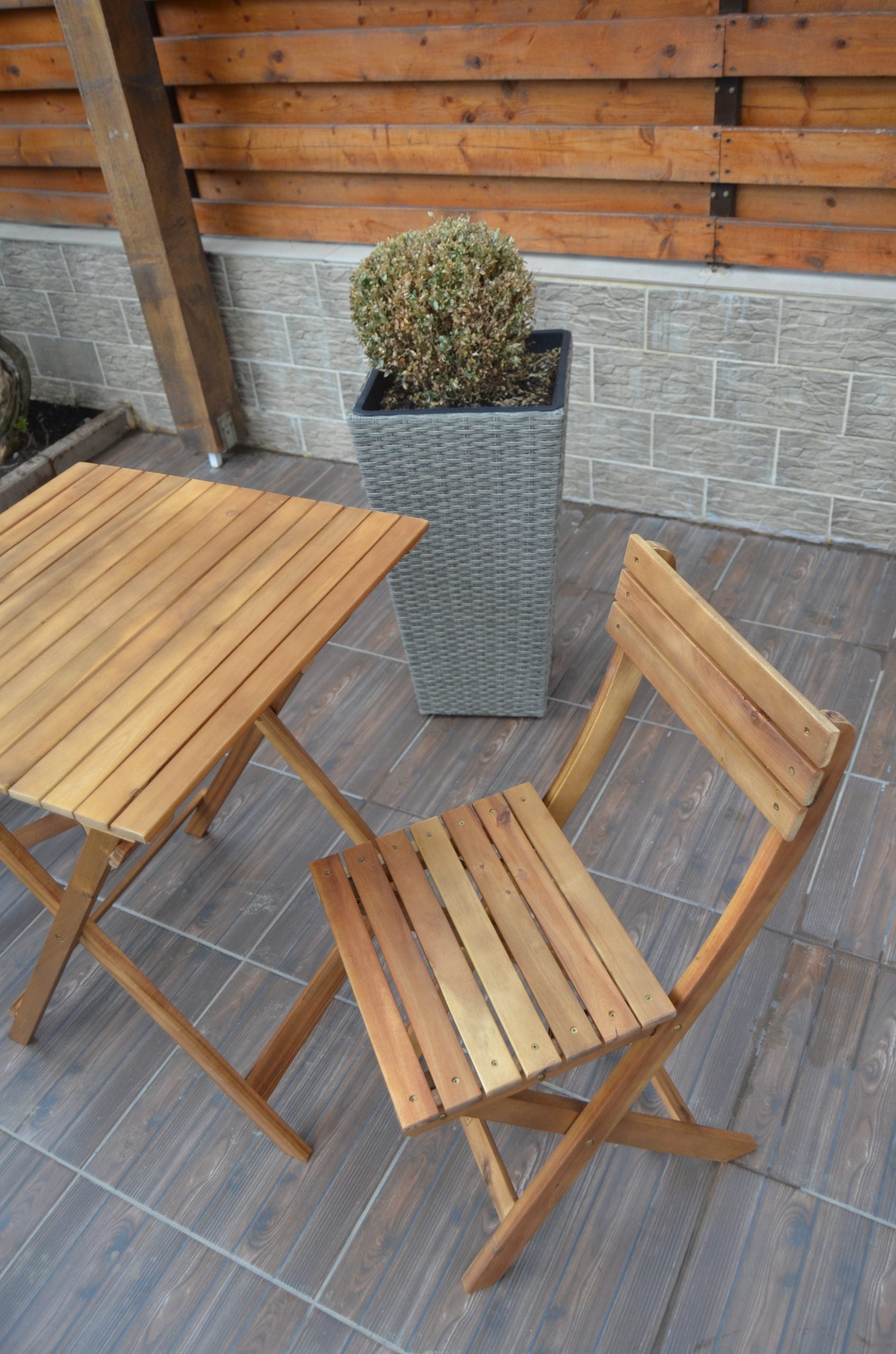 Set 2 scaune din lemn pliante gradina sau balcon, Sersimo Art Garden
