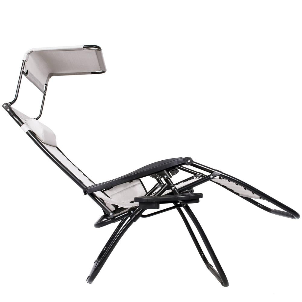 Sezlong pliabil SERSIMO GC11, Relax Zero Gravity cu parasolar, 175cm, gri