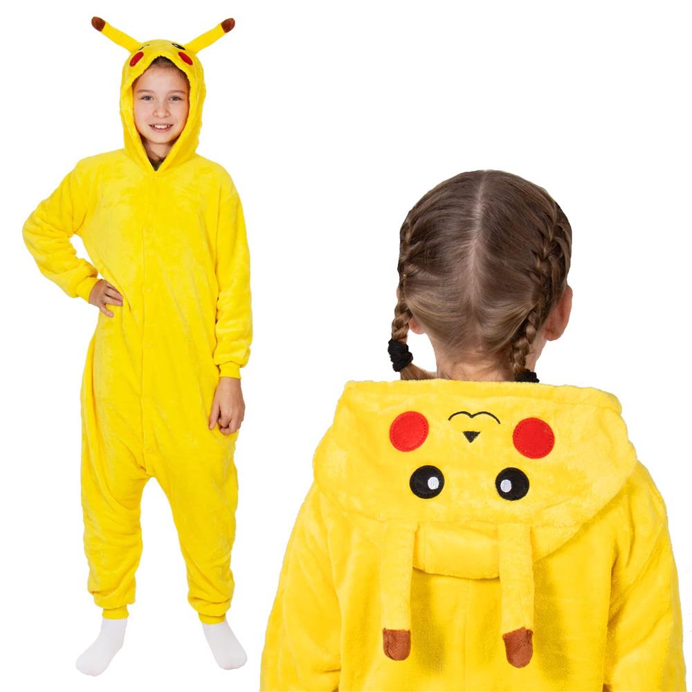 Pijama tip salopeta pentru copii, model Pikachu, marime 120-130 cm