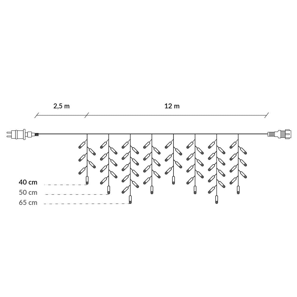 Ghirlanda luminoasa tip perdea 300 LED-uri, 12m, pentru interior/exterior, cu flash, iluminare alba