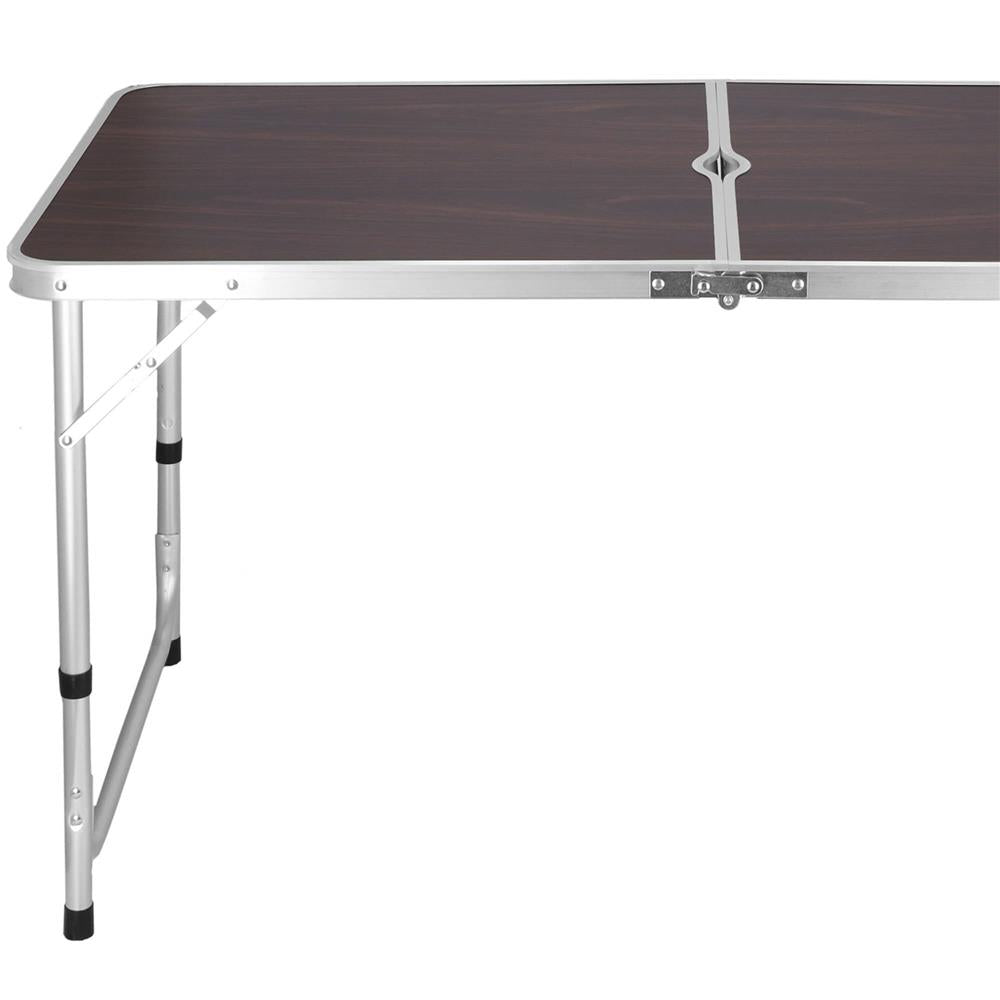 Set masa camping pliabila blat MDF cu 4 scaune, 120x60x60/70cm, Maro Negru