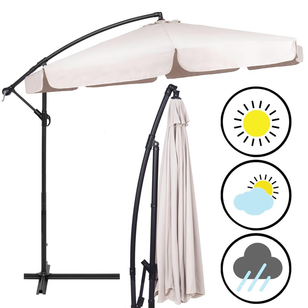 Umbrela de gradina cu brat lateral banana, cu husa, 300cm, bej