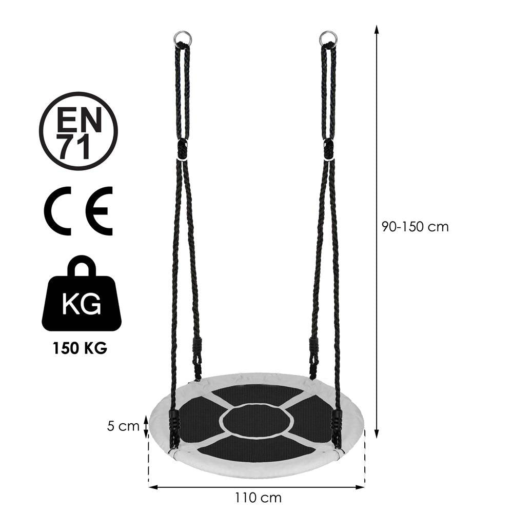 Leagan tip cuib Sersimo NS23, diametru 110cm, inaltime reglabila, pentru exterior, sarcina 150 kg, gri