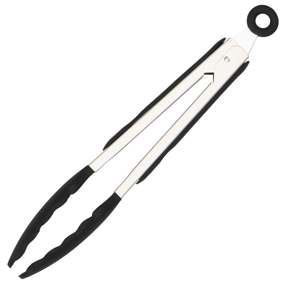 Set Sersimo 12 ustensile de bucatarie din silicon termorezistent si maner din bambus, negru
