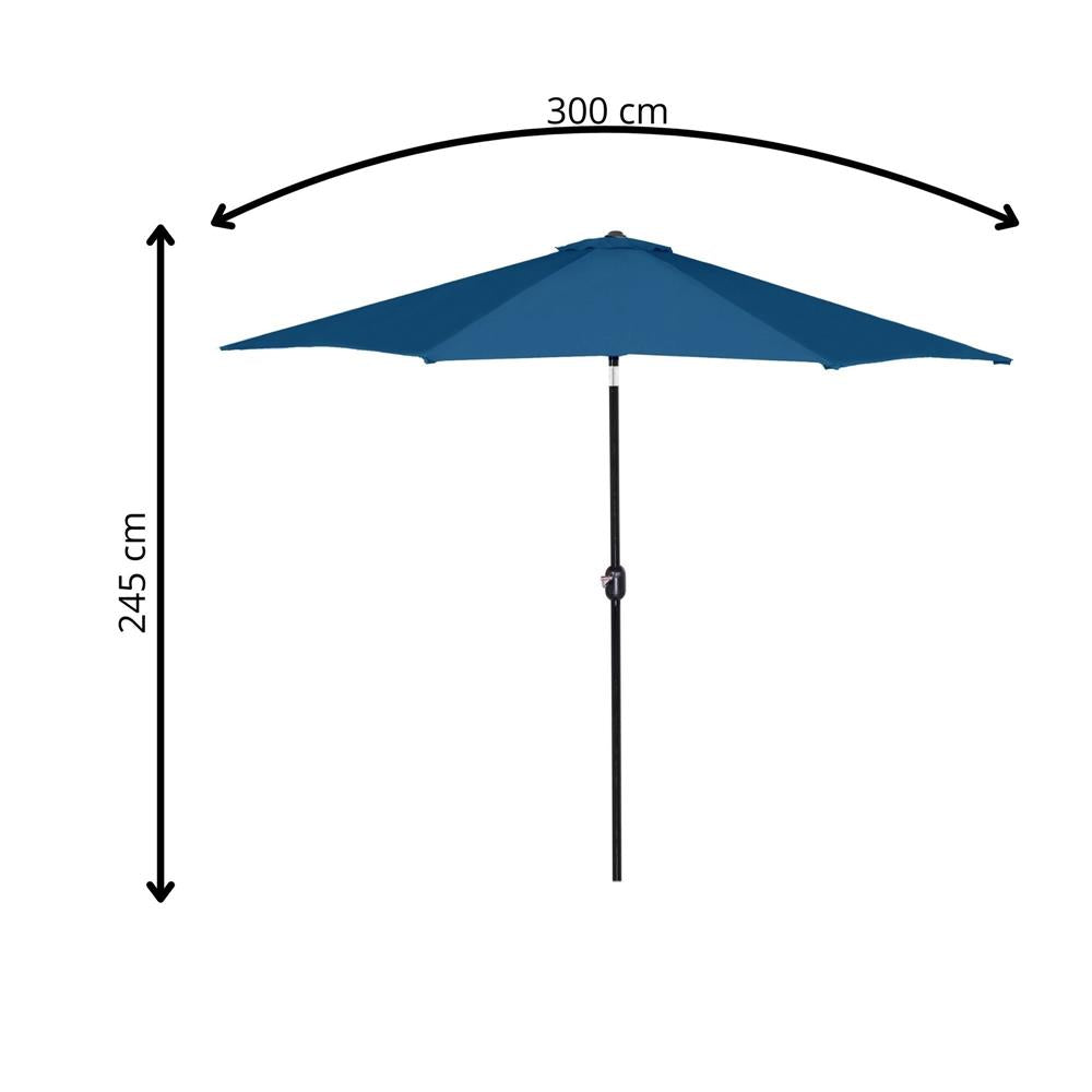 Umbrela terasa gradina, cu manivela si inclinare, diametru 300cm, Albastru