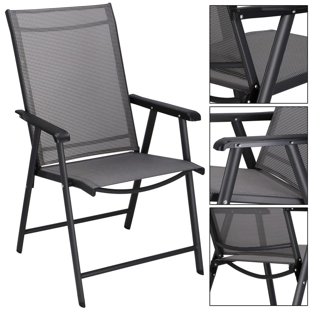 Scaun de gradina metalic, pliabil, 95x57x66cm, maxim 150kg, gri