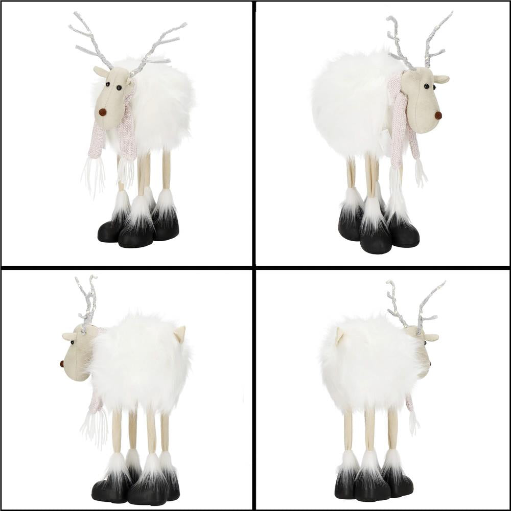 Figurina Craciun, Ren alb cu fular, inaltime 48cm