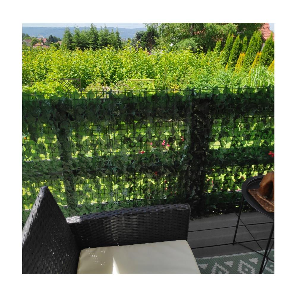 Panou paravan cu frunze artificiale pentru gard sau balcon, 100x300cm, verde inchis