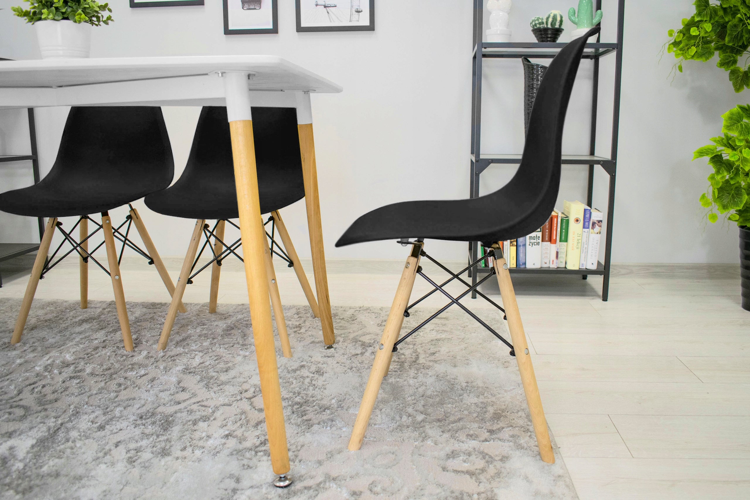 Set 4 scaune dining Scandinav pentru bucatarie, 38x42x82cm, negru