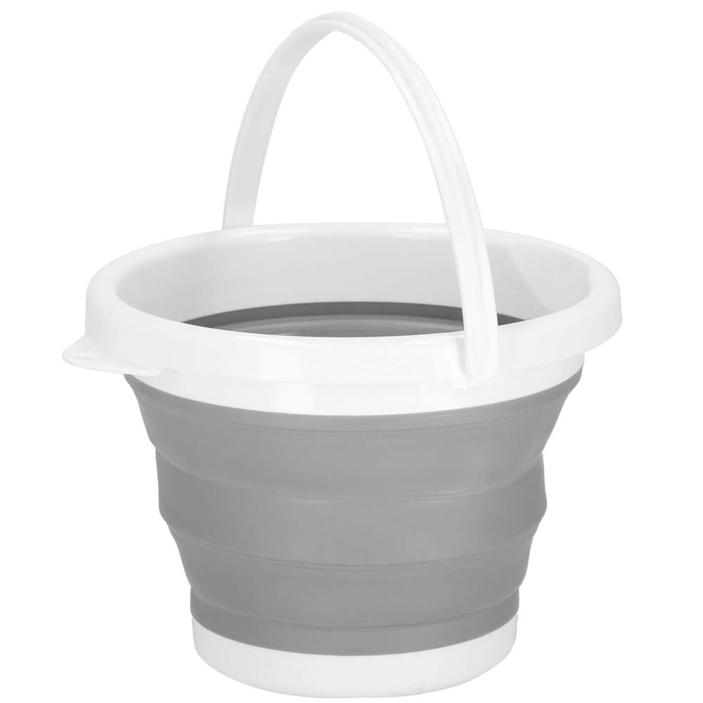 Lighean pliabil, rotund, din plastic si silicon, 31x24cm, 10litri, gri