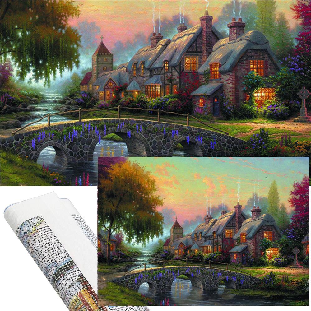 Set de broderie cu diamante 5D, 30x40cm, model Pod de piatra