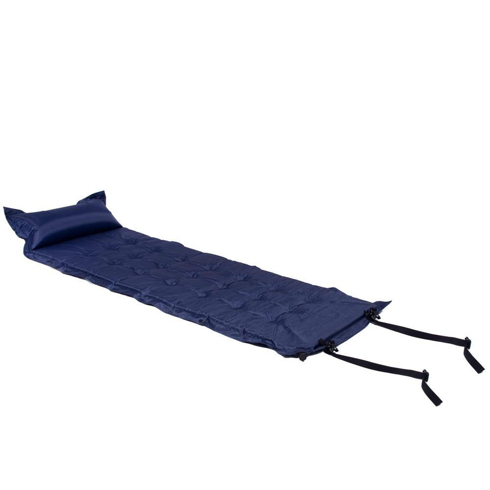 Saltea plabila cu perna din spuma poliuretanica, cu autoumflare, 193x68x3.5cm, bleumarin