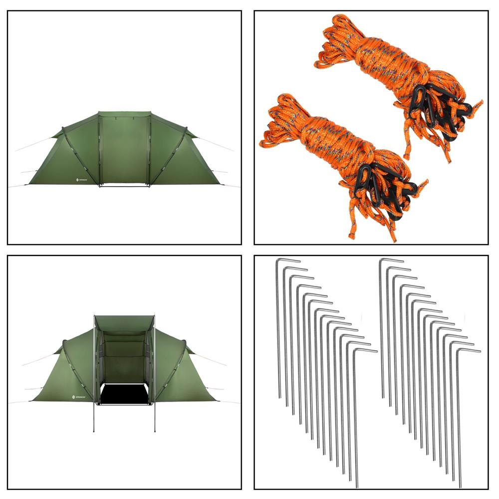 Cort camping, impemeabil, 2 camere + hol, 4 locuri, 460x200x245cm, verde - 20