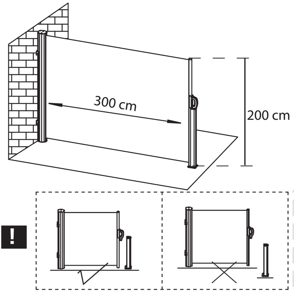Paravan lateral pentru intimitate, extensibil, sistem fixare inclus, 200x300cm, gri inchis - 21