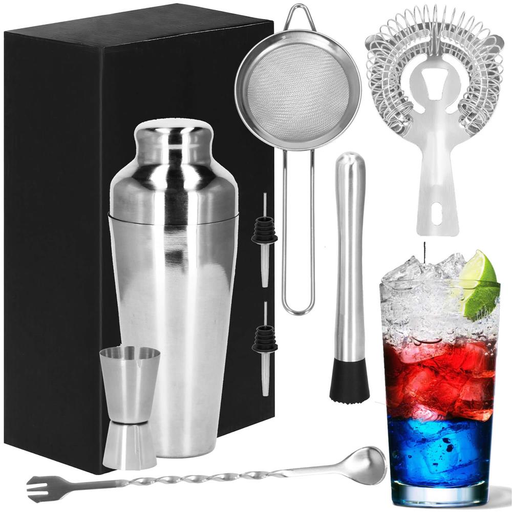 Set Cocktail Shaker Kit pentru barmani 550ml, KI23, 8 piese