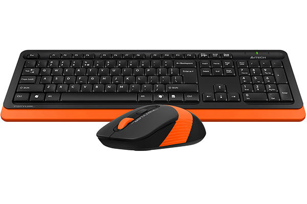 Kit TASTATURA si Mouse A4TECH, "Fstyler FG10+FGK10", wireless, 104 taste format standard, mouse 2000dpi, 4/1 butoane, negru &amp; portocaliu, "FG1010 Orange"