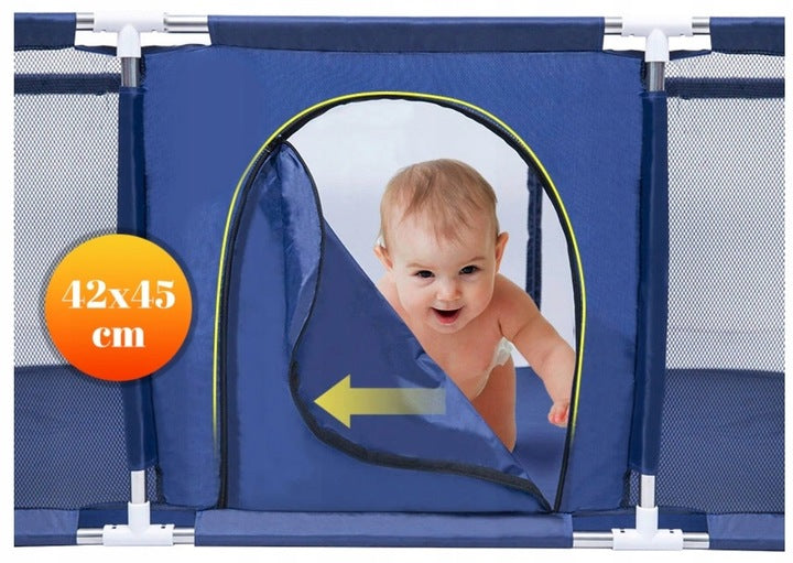 Tarc loc de joaca XXL pentru copii sau bebe, material textil, albastru, 230x122x62cm
