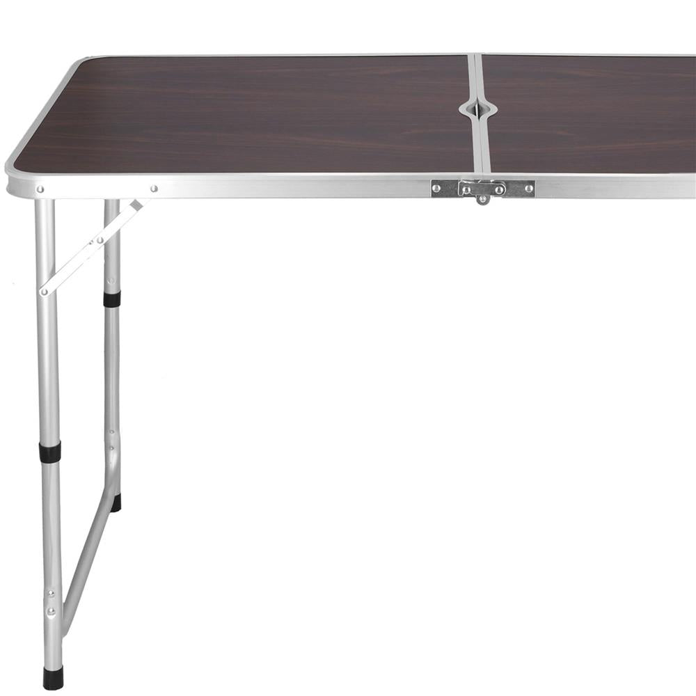 Set masa camping pliabila blat MDF cu 4 scaune, 120x60x60/70cm, Maro Negru